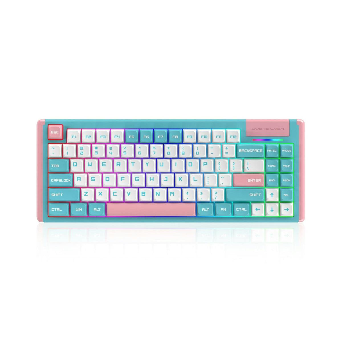 Blue Pink Milkshake 75 Percent Kawaii Wireless Backlit Mechanical Keyboard - dustsilver