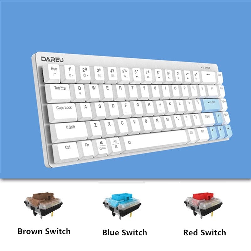 Dareu EK868 Low Profile Swith BT 5.1 Wireless Keyboard White Color / Blue Switch