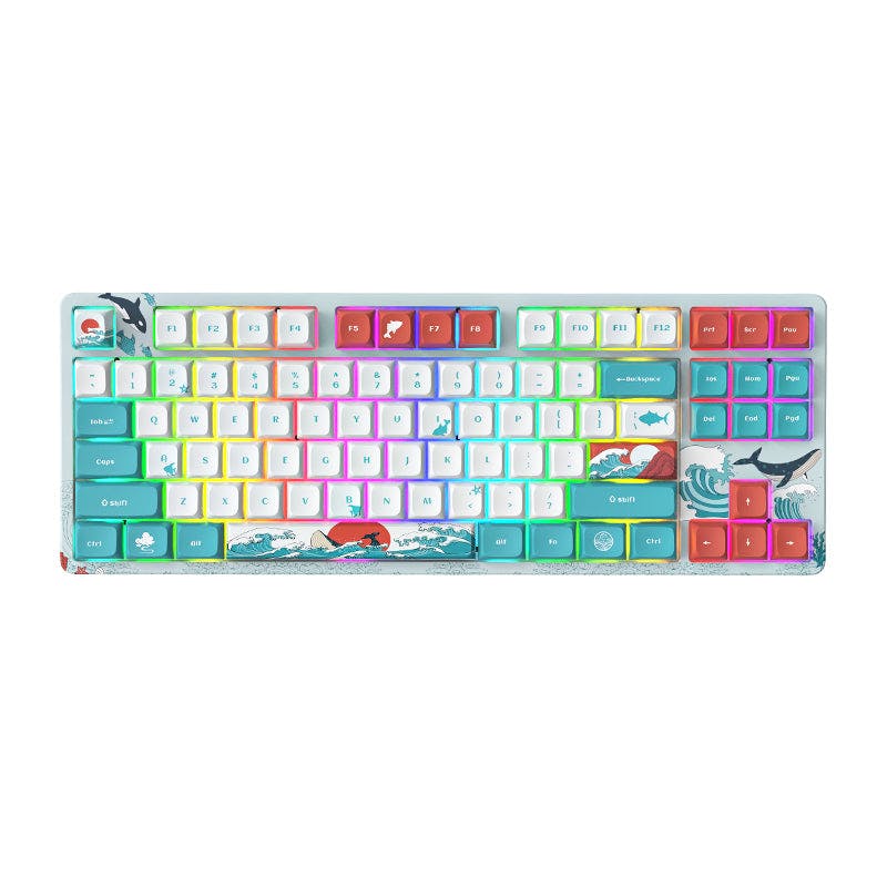 XVX M87 Coral Sea Themed 87 Keys TKL Hot-Swappable Mechanical Keyboard Gateron Red