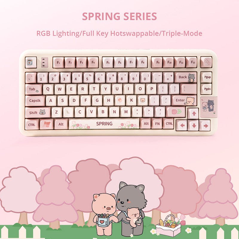 Coolkiller Spring Cute Wireless Mechanical Keyboard MiaoMiao Linear Switch / CK68